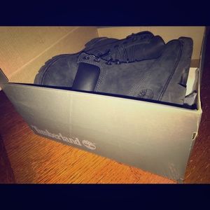 Timberland Charcoal Black boots.